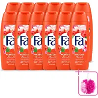 Fa 12 x - Paradise Moments - Douchecrème - Hibiscusbloem - 250 ml - Bulkverpakking - Douchecrème hibiscusbloem - Douchemop - Vegan douchecrème