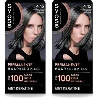 Syoss 2 x - Coloration 4-15 Dusty Chrome - Haarverf - Grijsdekking - Vermindert Haarbreuk - Voordeelverpakking - 2 stuks
