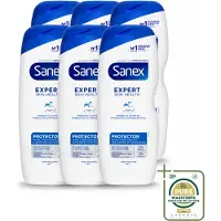 Sanex 6 x – Douchegel – Expert Skin Health Protector – 600 ml - Wasstrips - Douchegel - Huidversterkend - Huidgezond - Hydraterend - Huidbarrière