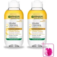 Garnier 2 x - Micellair Reinigingswater - Olie - 100 ml - Bulkverpakking - Make-up verwijderen - Douchemop - Micellair reinigingswater
