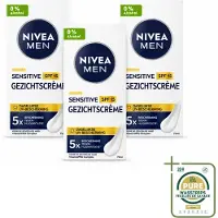 Nivea 3 x MEN Sensitive gezichtscrème met SPF 15 - 75 ml - Voorraadverpakking - 3 stuks