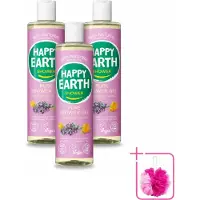Happy Earth 3 x – Douchegel – 100% Natuurlijk Lavender Ylang – 300 ml - Bulkverpakking - Douche gel - Douchemop - Natuurlijke douche