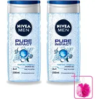 Nivea 2 x Men – Douchegel – Pure Impact – 250 ml - Bulkverpakking - Douchegel - Douchemop - Reiniging