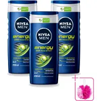 Nivea 3 x - Men - Energy Douchegel - Langdurig Fris Gevoel - 250 ml - Bulkverpakking - Douchegel voor mannen - Douchemop - Energieboost