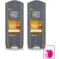 Dove 2 x – Douchegel – Men+Care Sandalwood & Vanilla – 400 ml - Bulkverpakking - Douchegel mannen - Douchemop - Reiniging mannenhuid