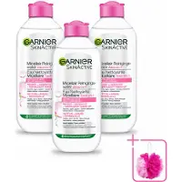 Garnier 3 x - SkinActive - Micellair Reinigingswater - Gevoelige Huid - Milde Reiniging & Make-Up Remover - 400 ml - Bulkverpakking - Gevoelige huid - Douchemop - Micellair reinigingswater