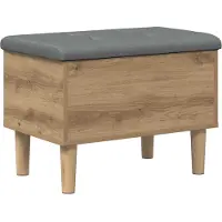 vidaXL Opbergbank met kussen Artisanaal eiken 62 x 42 x 46 cm