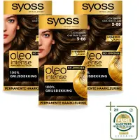 Syoss 3 x - Oleo Intense 5-86 - Haarverf - Permanente Haarkleuring - Lichtbruin - Langdurige Kleur - Wasstrips - Haarverf - Permanente Haarkleuring - Lichtbruin - Haarkleur - Haarverf Zonder Ammoniak