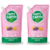 Happy Earth 2 x – Handzeep Navulling – 100% Natuurlijk Lavender Ylang – 600 ml - Voordeelverpakking - 2 stuks