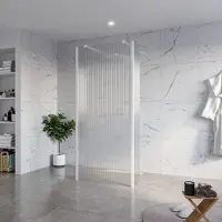 FortiFura Galeria Vrijstaande Inloopdouche - 90x200cm - helder geribbeld - antikalk - 8mm veiligheidsglas - 2 zijwanden 30cm - wandsteunen en hoekprofielen - wit mat SW927768 2x/SW797951/SW797945