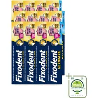 Fixodent 12 x – Kleefpasta – Ultimate Fresh – 40 g - Grootverpakking - Vaatwasstrips - Kleefpasta Kunstgebit - Kunstgebit Fixatie - Voedselresten Voorkomen - Frisse Muntsmaak - Precisiepunt Mondstuk