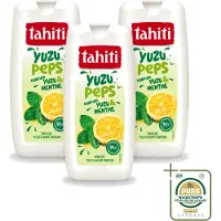 Tahiti 3 x – Douchegel – Yuzu Peps Yuzu & Munt - 250 ml - Wasstrips - Douchegel Yuzu Munt - Frisse Douchegel - Yuzu En Munt - Energieke Douchegel - Verkoelende Douchegel