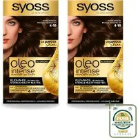 Syoss 2 x - Oleo Intense 4-18 - Haarverf - Permanente Haarkleuring - Mokkabruin - Langdurige Kleur - Wasstrips - Haarkleur - Haarverf - Permanente Haarkleur - Mokkabruin - Haarverf Zonder Ammoniak