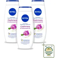 Nivea 3 x - Douche Cashmere Moments - Beschermend - 250 ml - Wasstrips - Douchegel Cashmere - Beschermende Douchegel - Cashmere Geur - Huid Verzorgen - Huid Hydraatatie