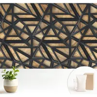 Wallfluent Fotobehang - Grijs Vliesbehang - 104x70 cm - Geometrische Verbinding Fotobehang Vlies - Woonkamer behang Texturen - Muurschildering - Woonkamer behang
