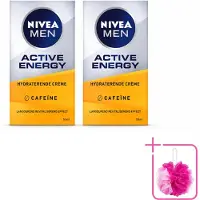 Nivea 2 x MEN Active Energy gezichtsverzorgingscrème met cafeïne - 50 ml - voordeelverpakking - 2 stuks