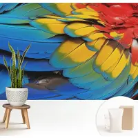 Wallfluent Fotobehang - Blauw Vliesbehang - 208x146 cm - Regenboogveren Muurschildering - Gang behang Dieren - Fotobehang Vlies - Slaapkamer behang