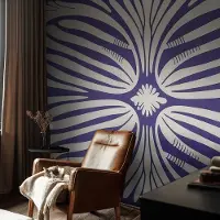 Coloray Vliesbehang - Paars Snellijm Behang - 416x254 cm - Bloemsymmetrie Muurschildering - Slaapkamer behang Abstractie - Fotobehang Vlies - Gang behang