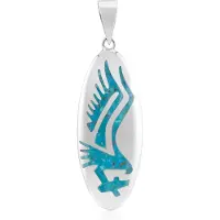 Cavill - Zilveren Hanger - 925 Sterling Geoxideerd Zilver - Blauwe Kingman Mohave Turkoois 0,188 ct - Mozaïek Fancy Slijpsel - Dames Sieraad