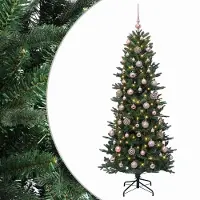 vidaXL Kunstkerstboom met kerstbal 180 cm 300 LED's Warmwit PVC en PE