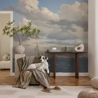 Coloray Vliesbehang - Grijs Snellijm Behang - 104x70 cm - Zeeavontuur Fotobehang Vlies - Woonkamer behang Landschappen - Muurschildering - Hal behang