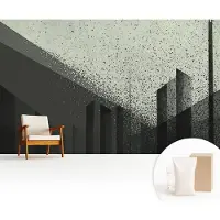 Wallfluent Fotobehang - Zwart Vliesbehang - 416x254 cm - Stadsgeometrie Fotobehang Vlies - Hal behang Abstractie - Muurschildering - Woonkamer behang