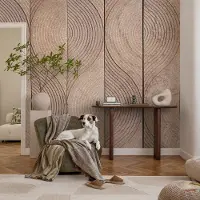Coloray Vliesbehang - Bruin Snellijm Behang - 250x250 cm - Golven Van Hout Muurschildering - Gang behang Texturen - Fotobehang Vlies - Slaapkamer behang