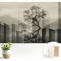 Wallfluent Fotobehang - Zwart Vliesbehang - 104x70 cm - Rauwe Elegantie Fotobehang Vlies - Woonkamer behang Deel - Muurschildering - Woonkamer behang