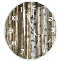 Tulup Wandklok - Berken Decoratieve Glazen Klok - fi60 cm - Wit Glazen Wandklok Design - Witte handen - Ronde Klok - Glazen Klok Met Print - Wandklok Glas Met Motief