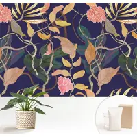 Wallfluent Fotobehang - Wit Vliesbehang - 152x104 cm - Plantaardige Elegantie Fotobehang Vlies - Hal behang Bloemen En Planten - Muurschildering - Woonkamer behang