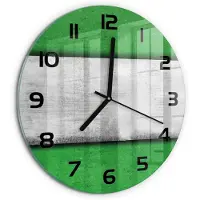 Tulup Wandklok - Groene muur Glazen Klok Met Print - fi30 cm - Groente Wandklok Glas Met Motief - Zwarte handen - Ronde Klok - Wandklok Glas Decoratie - Gekleurde Glazen Klok