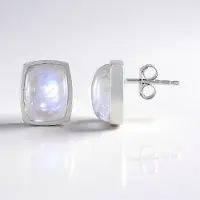 Cavill - Zilveren oorbellen 925 sterling rhodium - Blauwe maansteen 6,75 ct - Antieke cabochon vorm - Elegante dames sieraden blauw