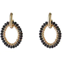 Go Dutch Label Oorhangers Open Oval Dangle - Goudkleurig Zwart