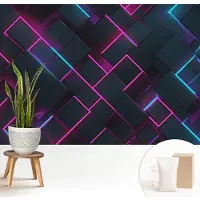 Wallfluent Fotobehang - Marine Vliesbehang - 208x146 cm - Neon Geometrie Fotobehang Vlies - Woonkamer behang Abstractie - Muurschildering - Hal behang