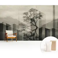 Wallfluent Fotobehang - Zwart Vliesbehang - 416x254 cm - Rauwe Elegantie Fotobehang Vlies - Woonkamer behang Deel - Muurschildering - Woonkamer behang