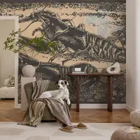 Coloray Vliesbehang - Zwart Snellijm Behang - 250x250 cm - Waterkreeft Muurschildering - Gang behang Dieren - Fotobehang Vlies - Slaapkamer behang