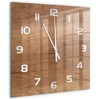 Tulup Wandklok - Houten achtergrond Klok Glas Met Opdruk - 60x60 cm - Bruin Moderne Wandklok Glas - Witte handen - Vierkante Klok - Decoratieve Glazen Klok - Glazen Wandklok Design