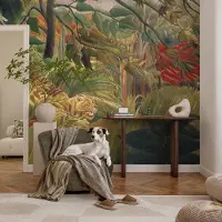 Coloray Vliesbehang - Groente Snellijm Behang - 208x146 cm - Exotische Tijger Fotobehang Vlies - Hal behang Bloemen En Planten - Muurschildering - Woonkamer behang