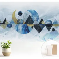Wallfluent Fotobehang - Wit Vliesbehang - 104x70 cm - Kosmische Elegantie Muurschildering - Gang behang Abstractie - Fotobehang Vlies - Slaapkamer behang