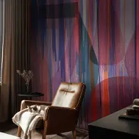 Coloray Vliesbehang - Rood Snellijm Behang - 416x254 cm - Regenboogstrepen Fotobehang Vlies - Woonkamer behang Abstractie - Muurschildering - Hal behang