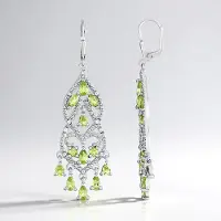Cavill - Zilveren Oorbellen - 925 Sterling Zilver Platina Geplateerd - Peridoot Peervormig 4,157 Ct - Elegante Oorhangers met Zirkonia