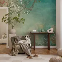 Coloray Vliesbehang - Beige Snellijm Behang - 416x254 cm - Bloemenharmonie Muurschildering - Slaapkamer behang Bloemen En Planten - Fotobehang Vlies - Slaapkamer behang