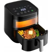 Verk Group Digitale Airfryer 4L, 1200W – Olievrije Heteluchtfriteuse met Instelbare Temperatuur en Timer, Antiaanbakmand, Gezond Koken voor Frituren, Bakken, Braden en Opwarmen