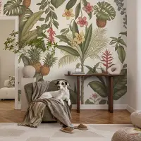 Coloray Vliesbehang - Grijs Snellijm Behang - 312x219 cm - Exotische Natuur Fotobehang Vlies - Woonkamer behang Bloemen En Planten - Muurschildering - Hal behang