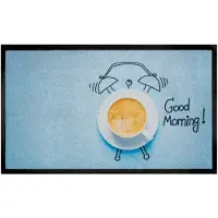Hamat Image Good Morning Blue 45 x 75 cm - Schoonloopmat - Deurmat Binnen - Antislip - Polyamide - Blauw