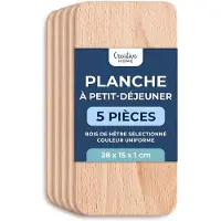 Creative Home 5-delige set houten ontbijtplankjes, 28 x 15 cm, Houten plankjes Snijplank, Omkeerbare snijplank, ontbijtplank, houten plank voor in de keuken, geschikt voor brood