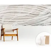 Wallfluent Fotobehang - Wit Vliesbehang - 250x104 cm - Golvende Lijnen Muurschildering - Slaapkamer behang Achtergronden En Patronen - Fotobehang Vlies - Gang behang