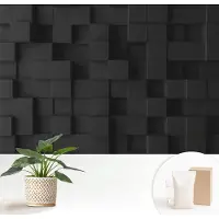 Wallfluent Fotobehang - Zwart Vliesbehang - 152x104 cm - Driedimensionale Kubussen Fotobehang Vlies - Woonkamer behang Achtergronden En Patronen - Muurschildering - Woonkamer behang