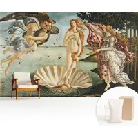 Wallfluent Fotobehang - Zwart Vliesbehang - 416x254 cm - De Geboorte Van Venus Fotobehang Vlies - Hal behang Deel - Muurschildering - Woonkamer behang