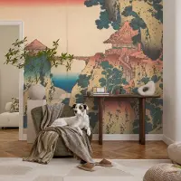 Coloray Vliesbehang - Beige Snellijm Behang - 152x104 cm - Schilderachtig Landschap Fotobehang Vlies - Woonkamer behang Deel - Muurschildering - Woonkamer behang